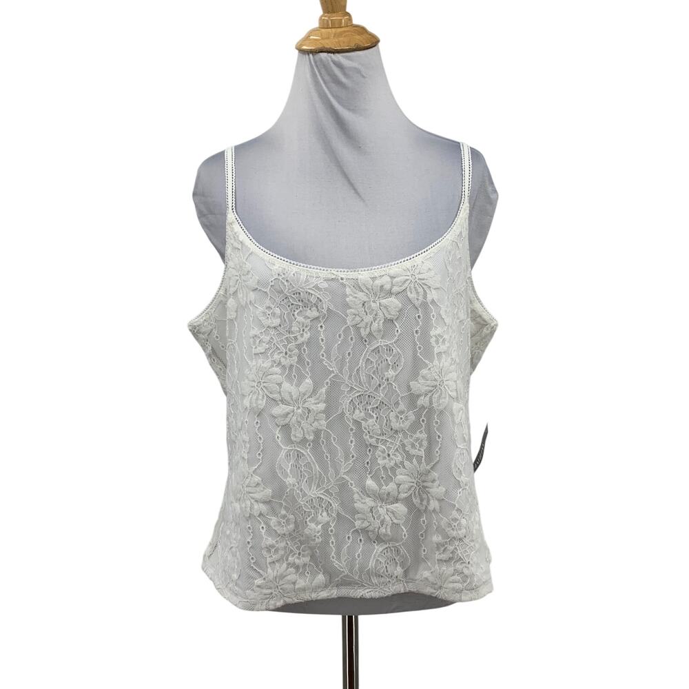 White House Black Market Tank Womens XL White Forme Lace Sleeveless Scoop Top